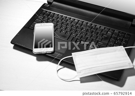 Mask and laptop, smartphone 65792914