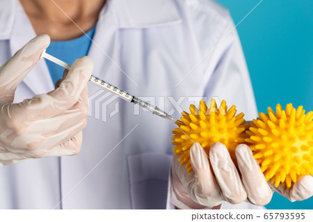 Coronavirus COVID-19 medical test vaccine research and development concept. 65793595
