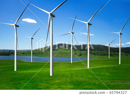Wind turbine farm in beautiful nature landscape. Wind turbine farm in beautiful nature landscape. 65794327