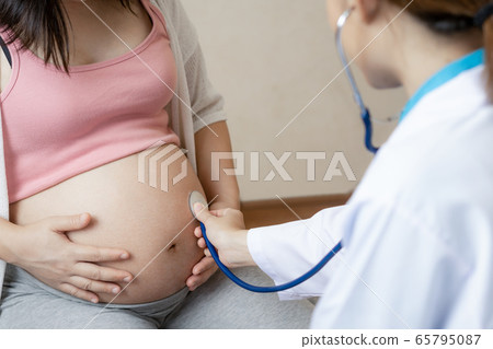 Pregnant Woman and Gynecologist Doctor at Hospital 65795087