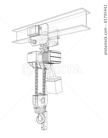 Winch or lifting machine concept outline. Vector Winch or lifting machine concept outline. Vector 65795442