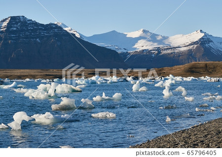 Glacial lake in Iceland, Icebergs in Jokulsarlon Glacial lake in Iceland, Icebergs in Jokulsarlon 65796405