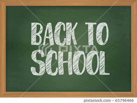 Back to school vector banner with chalk text on a blackboard with wooden frame. Back to school vector banner with chalk text on a blackboard with wooden frame. 65796466