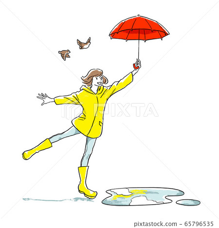 Person holding an umbrella after the rain 65796535