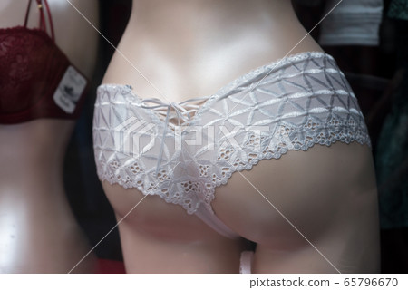 Closeup of white cheeky on mannequin Closeup of white cheeky on mannequin 65796670