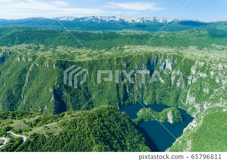 Piva Lake in Montenegro aerial image 65796811