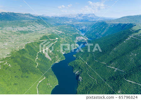 Piva Lake in Montenegro aerial image 65796824