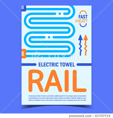 Electric Towel Rail Radiator Promo Poster Vector 65797559