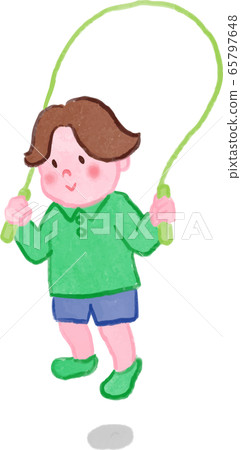 水彩風格的跳躍男孩 水彩風格的跳躍男孩 65797648