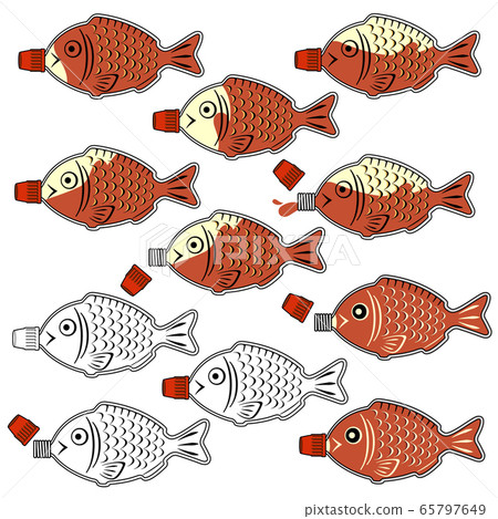 可愛的魚型醬油牛油果,矢量圖, 可愛的魚型醬油牛油果,矢量圖, 65797649