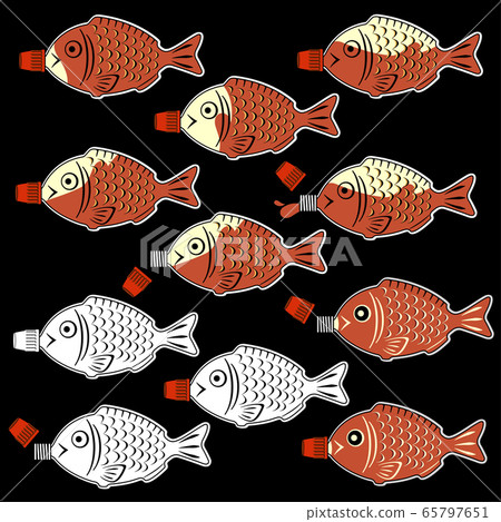 可愛的魚型醬油牛油果,矢量圖, 可愛的魚型醬油牛油果,矢量圖, 65797651