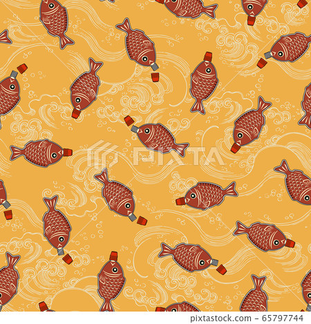 Cute fish type soy sauce Tarebin, vector pattern, Cute fish type soy sauce Tarebin, vector pattern, 65797744