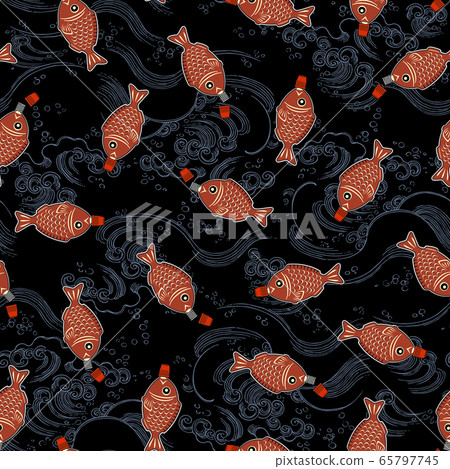 Cute fish type soy sauce Tarebin, vector pattern, Cute fish type soy sauce Tarebin, vector pattern, 65797745