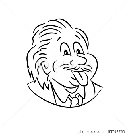 Albert Einstein Sticking Tongue Out Cartoon Black 65797763
