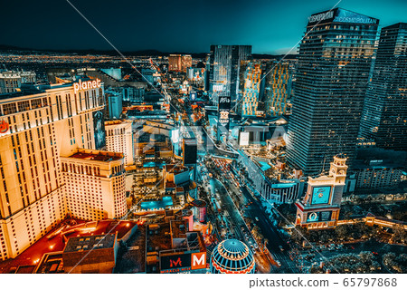 Main street of Las Vegas-is the Strip in evening 65797868