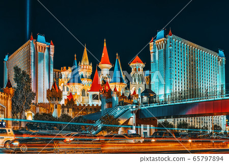 Main street of Las Vegas-is the Strip in evening Main street of Las Vegas-is the Strip in evening 65797894