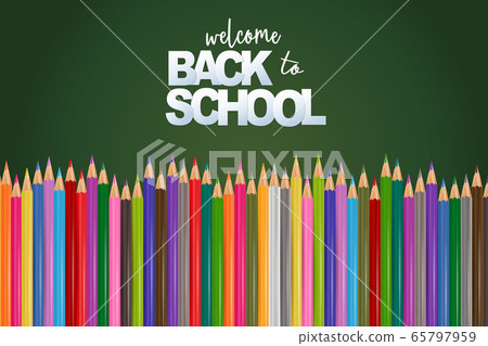 Welcome back to school green chalkboard... - Stock Illustration ...