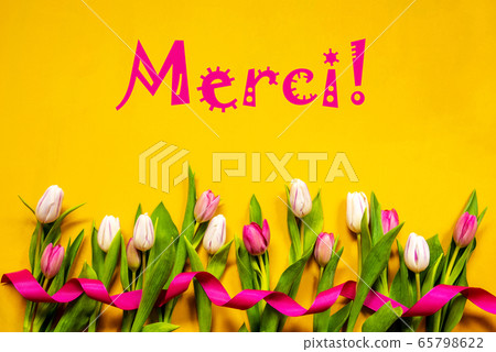 Colorful Tulip, Merci Means Thank You, Ribbon, 65798622