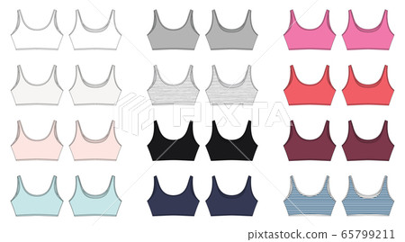 Set of technical sketch of bra for girls isolated. 65799211