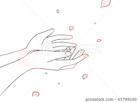 花瓣散落著的手透明背景 花瓣散落著的手透明背景 65799289