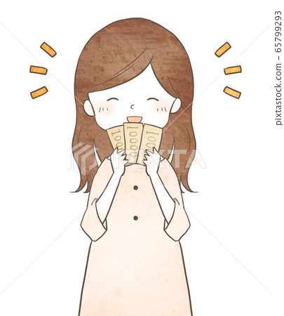 手拿錢的幸福女人 手拿錢的幸福女人 65799293