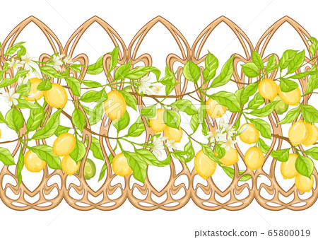 Lemon tree branch with lemons seamless pattern - Stock Illustration ...