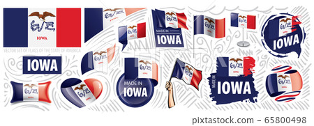 Vector set of flags of the American state of Iowa in different designs 65800498