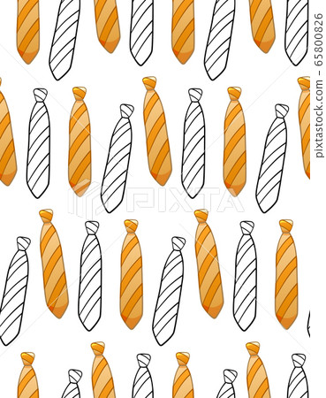 Orange flat style and black outline style neckties seamless pattern Orange flat style and black outline style neckties seamless pattern 65800826