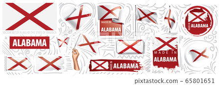 Vector set of flags of the American state of Alabama in different designs Vector set of flags of the American state of Alabama in different designs 65801651