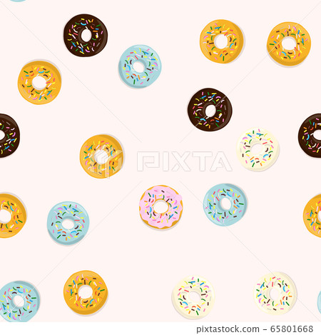 Vector seamless pattern illustration of donuts in Vector seamless pattern illustration of donuts in 65801668
