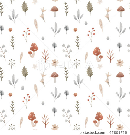 Beautiful seamless pattern with cute hand drawn forest paintings. Stock baby illustration. Beautiful seamless pattern with cute hand drawn forest paintings. Stock baby illustration. 65801736