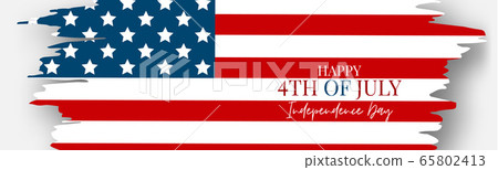 4th of July Independence Day celebration banner or header. USA national holiday design concept with a flag. 65802413