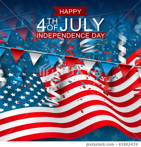 4th of July United States national Independence Day celebration background with American flag, confetti, and falling paper. Party concept. 4th of July United States national Independence Day celebration background with American flag, confetti, and falling paper. Party concept. 65802439