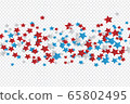 4th of July American Independence day backdrop with stars scattered  on transparent background.  65802495