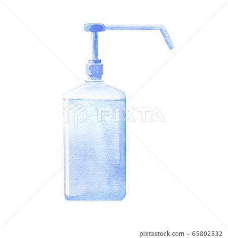 Bottle type hand sanitizer / hand gel. Hand sanitizer. (Trace vector of watercolor illustration) 65802532