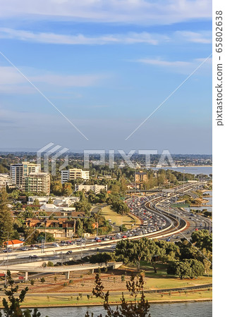 View of South of Perth skyline and winding Kwinana 65802638