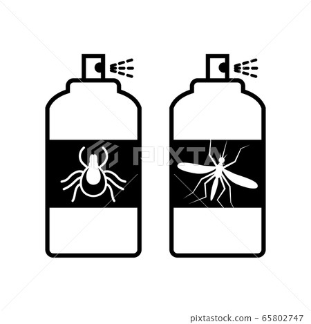 Mosquito and tick spray bottle icon. Insect stop Mosquito and tick spray bottle icon. Insect stop 65802747