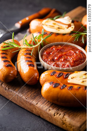 Fried delicious sausages Fried delicious sausages 65803579