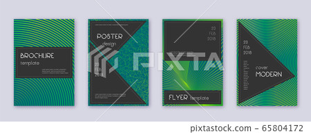 Black brochure design template set. Green abstract 65804172