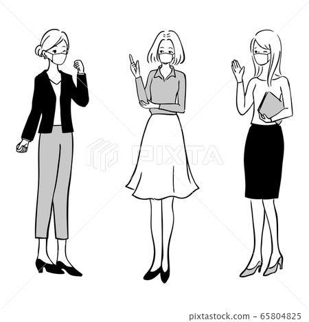 成年女性戴著面具業務單色插圖 65804825