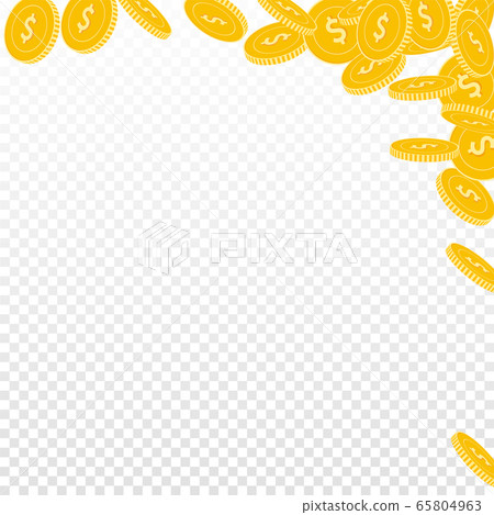 American dollar coins falling. Scattered big USD c 65804963