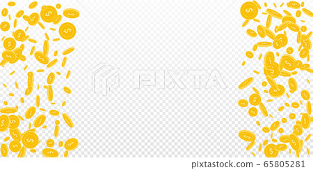 American dollar coins falling. Scattered disorderl American dollar coins falling. Scattered disorderl 65805281