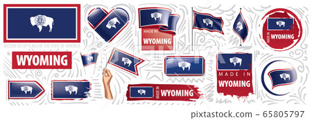 Vector set of flags of the American state of Wyoming in different designs Vector set of flags of the American state of Wyoming in different designs 65805797