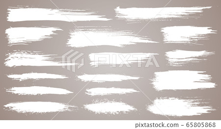 Vector set of grunge artistic brush strokes, brushes. Creative design elements. Grunge watercolor wide brush strokes. White collection isolated on white background 65805868
