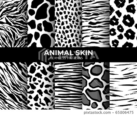Animal fur seamless pattern black white background Animal fur seamless pattern black white background 65806475