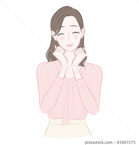 Illustration of a smiling woman doing a guts pose - Stock Illustration ...