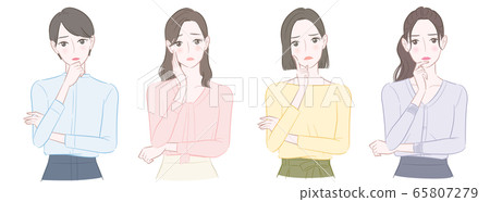 四名擔心的女人的插圖 65807279