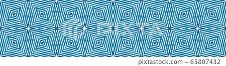 Blue Seamless Border Scroll. Geometric Watercolor Blue Seamless Border Scroll. Geometric Watercolor 65807432