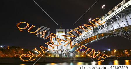Coronavirus in Moscow, Russia. Concept of COVID pandemic and travel. Coronavirus in Moscow, Russia. Concept of COVID pandemic and travel. 65807899