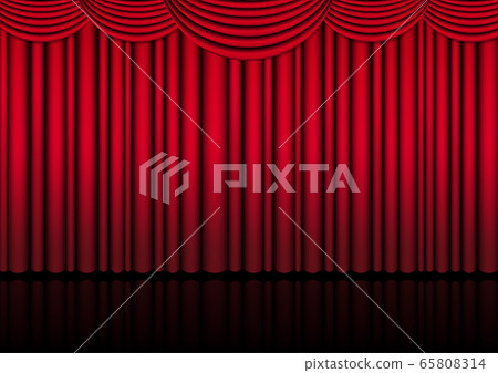 Realistic theater stage indoor with a red curtain Realistic theater stage indoor with a red curtain 65808314